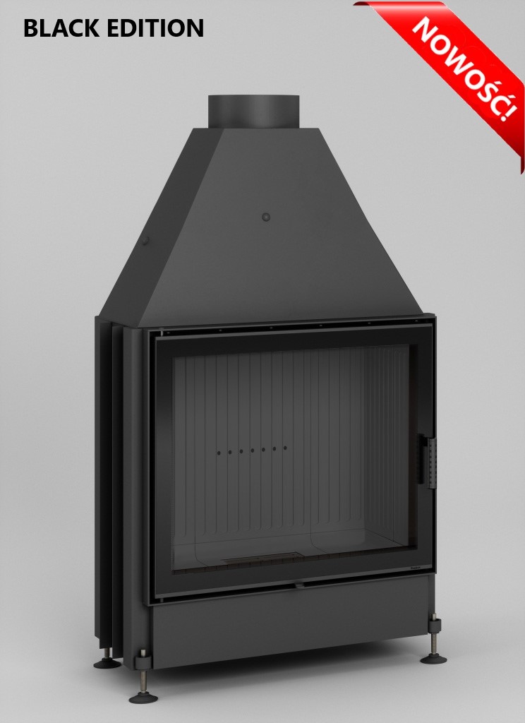 Zestaw kominek powietrzny stalowy KRATKI LUCY BLACK 12 kW Ø 200 z akcesoriami Volcano ST czarna ceramika - Zestaw kominek powietrzny stalowy KRATKI LUCY BLACK 12 kW Ø 200 z akcesoriami